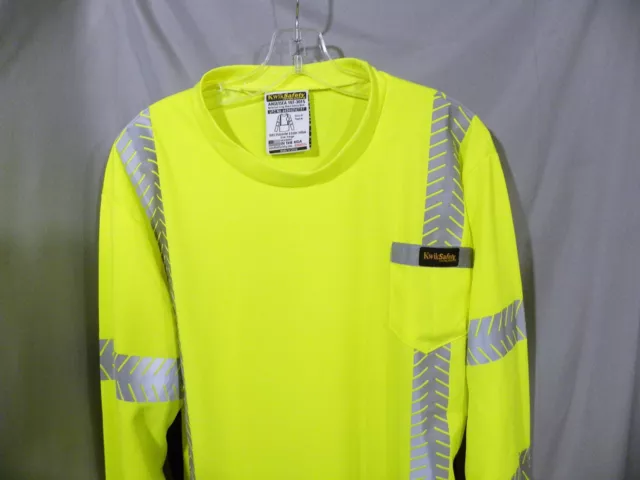 KwikSafety Hi Viz Shirt L Class 3 Type R Reflective Long Sleeve Safety Pocket t 3