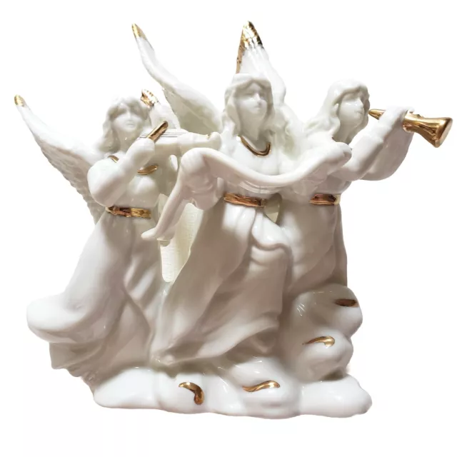 Mikasa Musical Angel Trio Figurine Christmas Decor Porcelain China White Gold