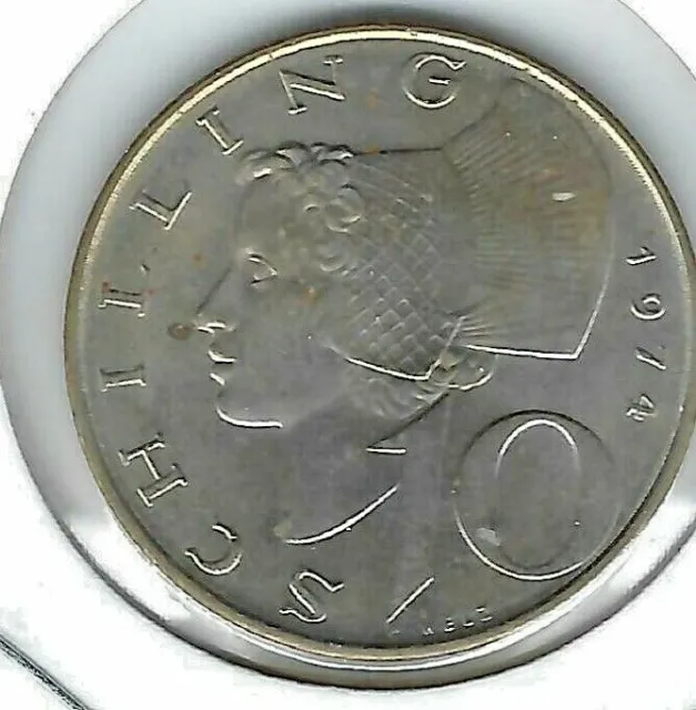 1974 Uncirculated Austria Osterreich 10 Schilling SHILLING Coin