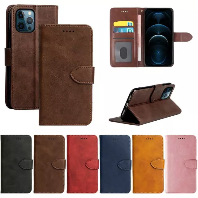 Luxury Genuine Leather Purse Card Flip Case For iPhone XR X XS 11 12 13 Pro Max