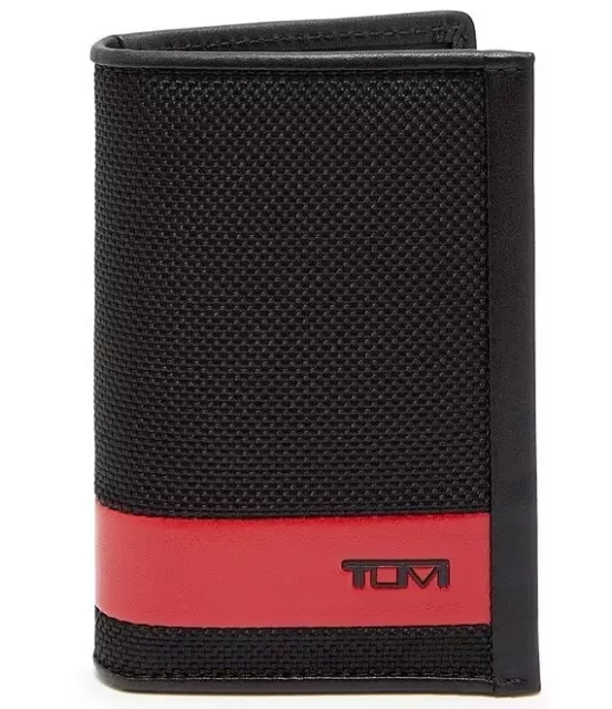 Tumi Alpha SLG Multi Window Card Case ID Wallet Black & Red NWT & Tumi Giftbox