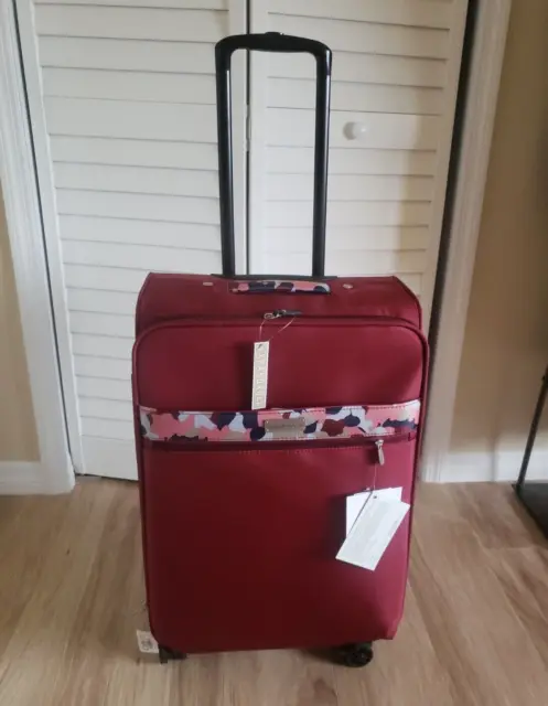 Samantha Brown 26" Upright Spinner Travel Luggage Burgundy Burgundy Geo Camo NWT 2