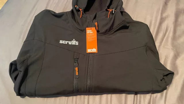 Scruffs Medium Softshell Black Jacket Men's Workwear Work Coat Fleece Lined