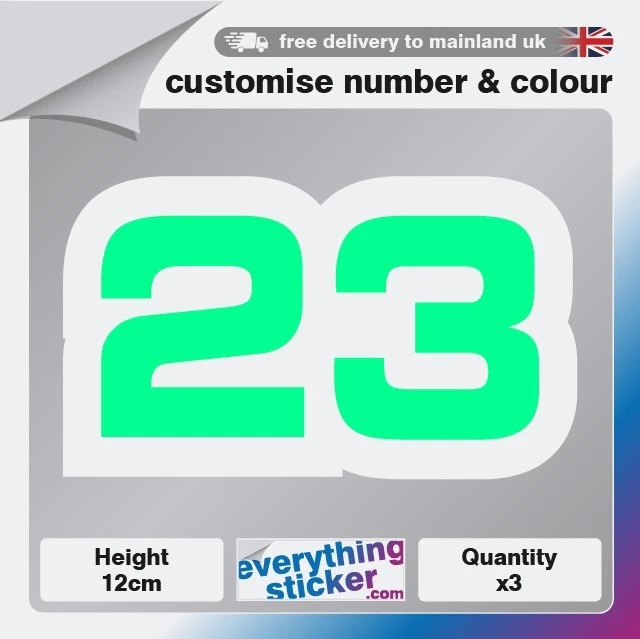 3 X Custom Racng Numbers Vnyl Stckers Decals Graphcs Race Motorcycle Car Kart Motocross MX