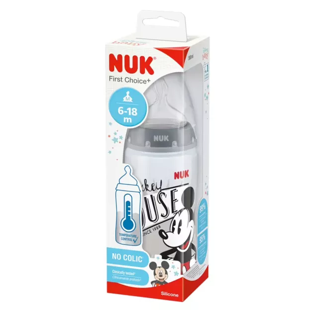 NUK First Choice+ Baby Bottle 6-18m 300ml, Anti-Colic, Temperature Control, S...