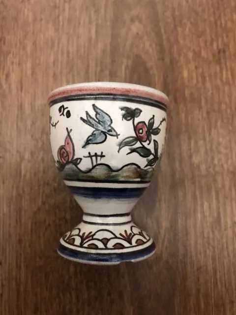 1981 Vintage Hand Painted Portuguese Pottery Egg Cup