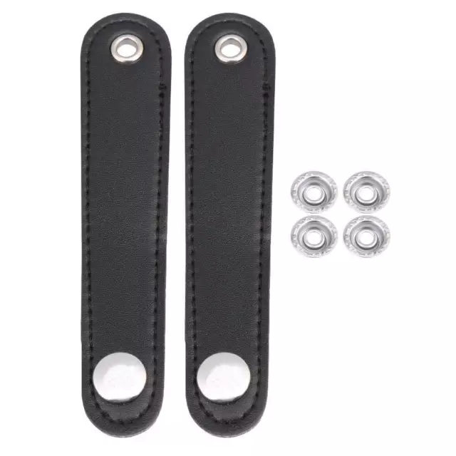 2pcs Black Waterproof Leather Accordian Straps with Snap Fastener