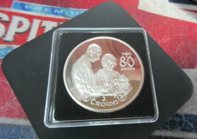 2006 80 Years Qeii Silver Proof Isle Of Man One Crown Coin Box / Coa