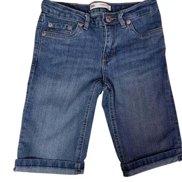 Levis Shorts Youth Kids Boys 4 Blue Bermuda Medium Wash Denim Adjustable Waist