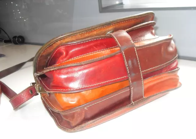 VINTAGE RETRO 1970s ITALIAN Christina Rui COLOURED LEATHER SADDLE SHOULDER BAG 3