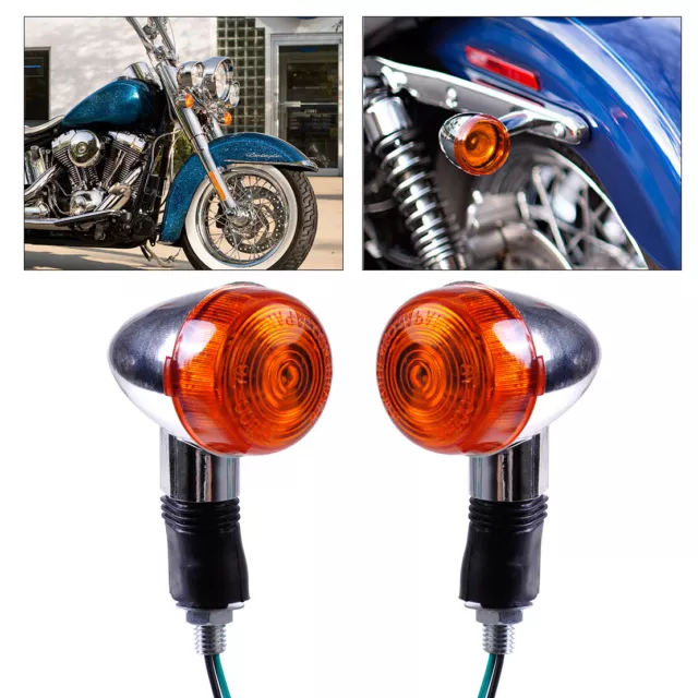 2x Amber Bullet Motorcycle Mini Turn Signal Indicator Light fit for Honda Yamaha