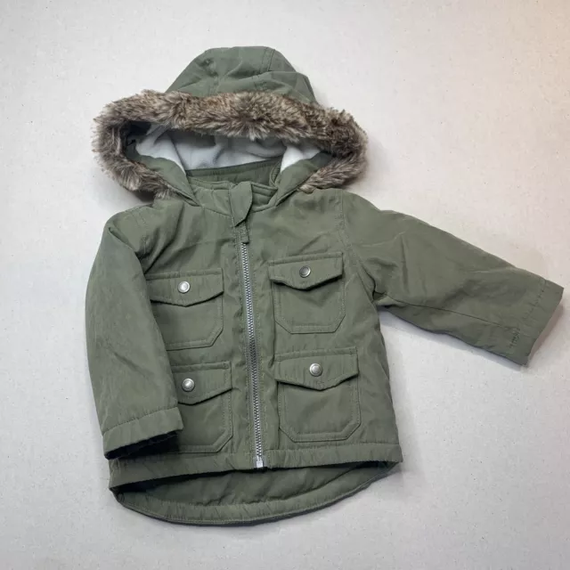 Boys size 00, Target, khaki zip up jacket / coat, dinosaur, GUC