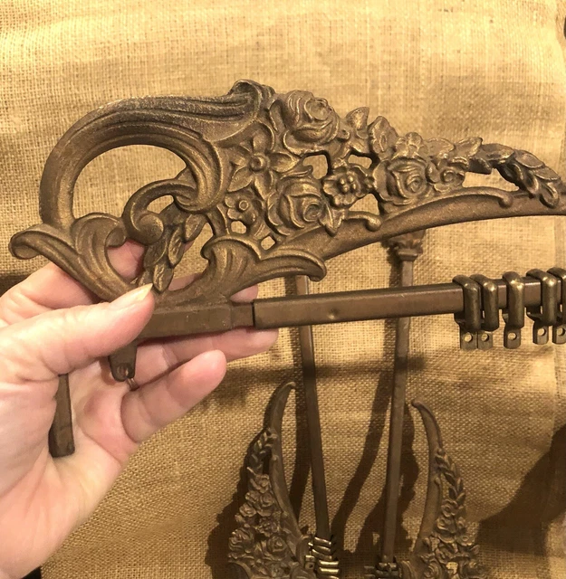 Antique Victorian Swing Arm Brass /metal Curtain Rods set 3 Ornate