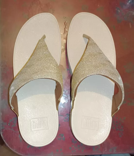 FitFlop Shimmy Pale Gold Womens Size 8 Casual Flip Flop Slipper Thong Sandals