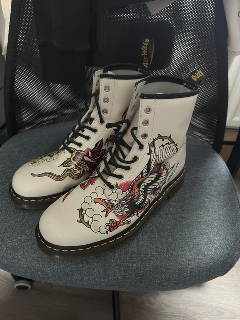 RARE DR MARTENS x grez TATTOO 1460 boots 10 Great CONDITION