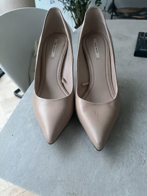 stunning ZARA Basics ladies size 38 high heel peach shoes uk size 5