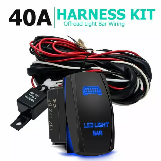 LED Light Bar Wiring Harness Kit Relay 2 Lead 5Pin On-off Rocker Switch Laser