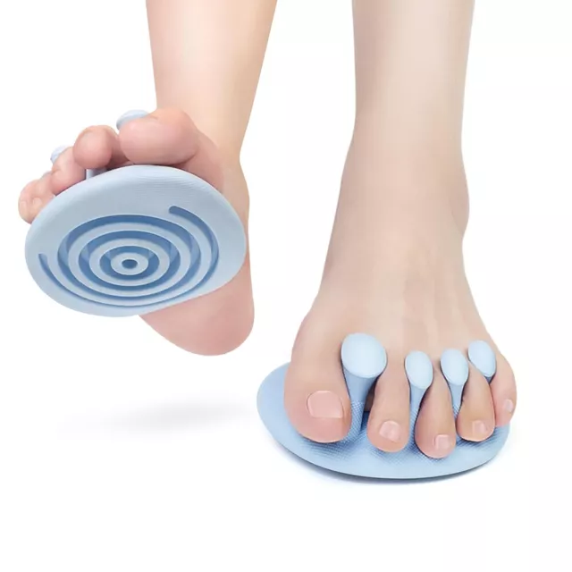 Pair Blue Silicone Toe Separators Foot Massager For Plantar Fasciitis Relief