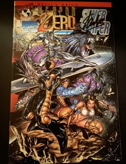 WEAPON ZERO SILVER SURFER #1 SIGNED 2x STAN LEE MARC SILVESTRI w/ DF COA 13/250