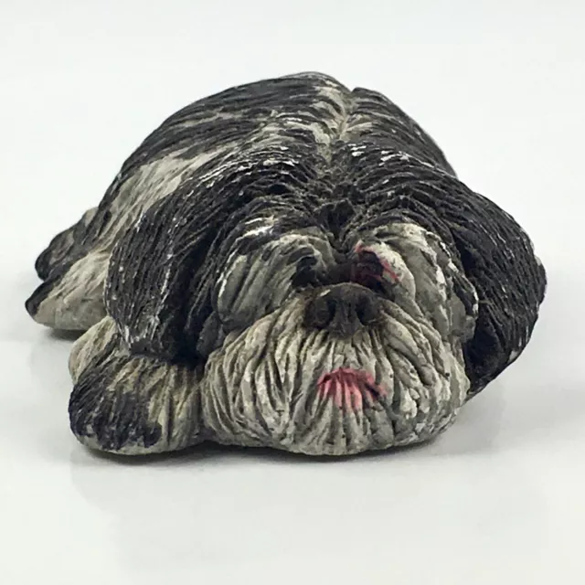 Sandicast Lil Snoozers S20 Napper Black White Dog Figurine Signed Brue Vintage 3