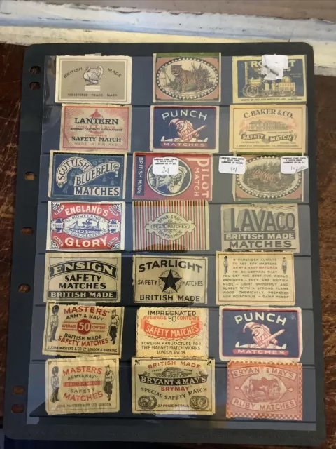 Collection Of Vintage Match Box Labels. Interesting Collection