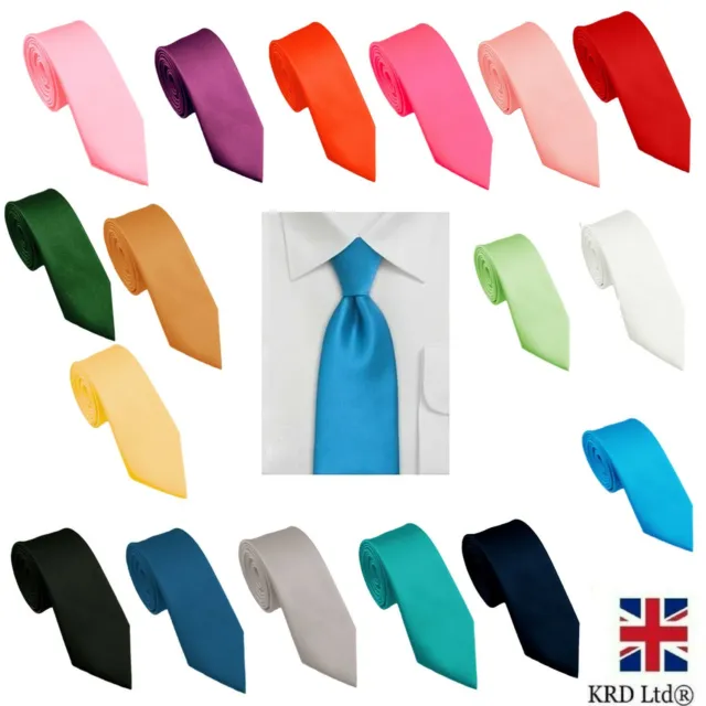 Mens Tie Classic Skinny Slim Wedding Dress Party Boys Solid Plain Necktie Smart