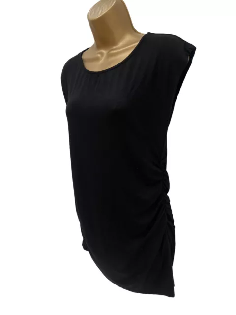 Maternity Isabella Oliver Black Jersey Top Size 3 Ruched Sides Approx UK 12