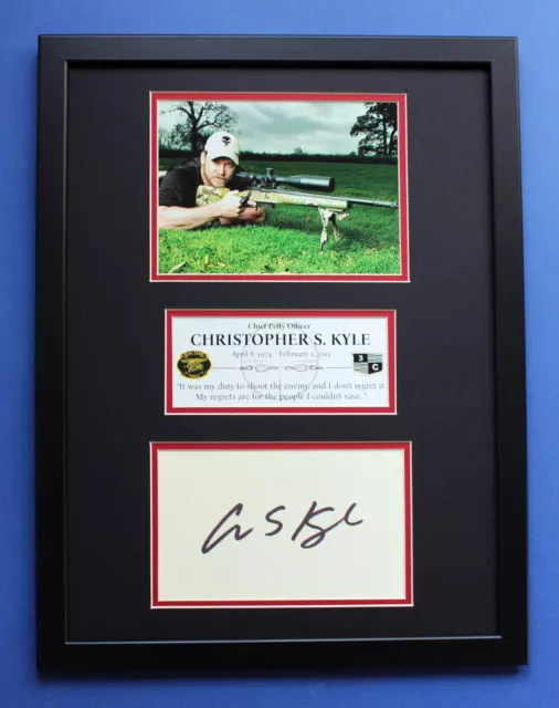 CHRIS KYLE AUTOGRAPH framed masterly display the Legend American Sniper