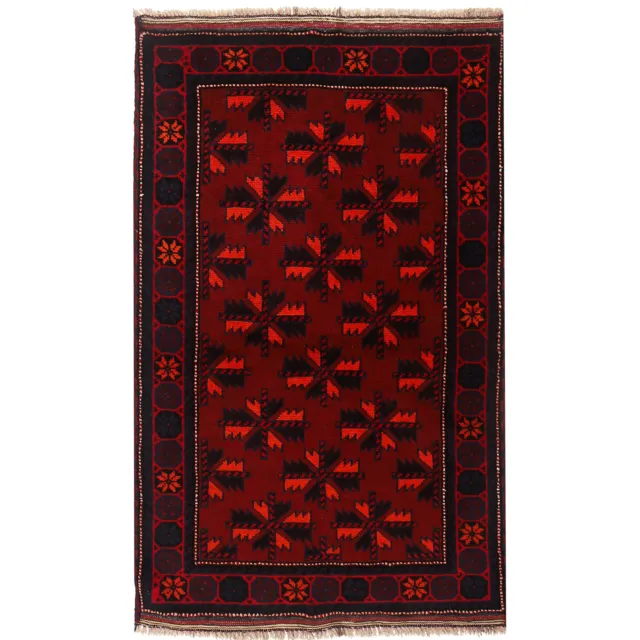 Vintage Afghan Hand Knotted Tribal Oriental Wool Area Carpet Rug 141x92cm w15626