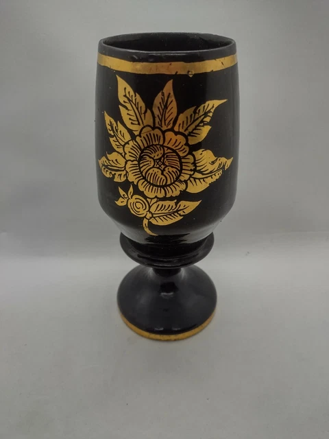 Antique gilded Burmese Lacquerware Old Lacquer goblet cup rare