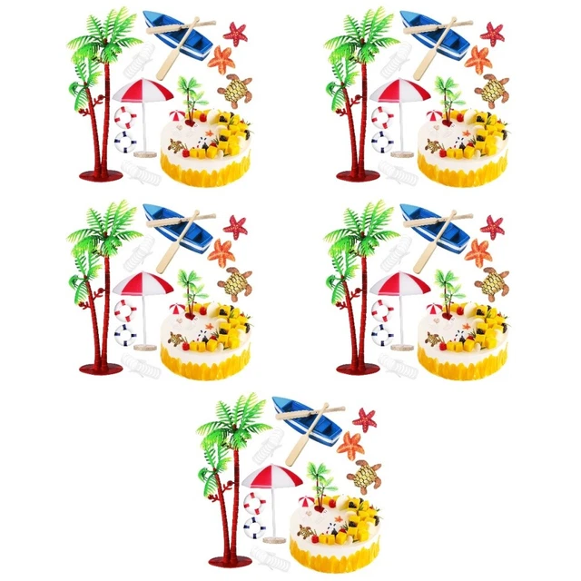 50 pz decorazioni torta a tema spiaggia oceano palma barca ombrellone torta