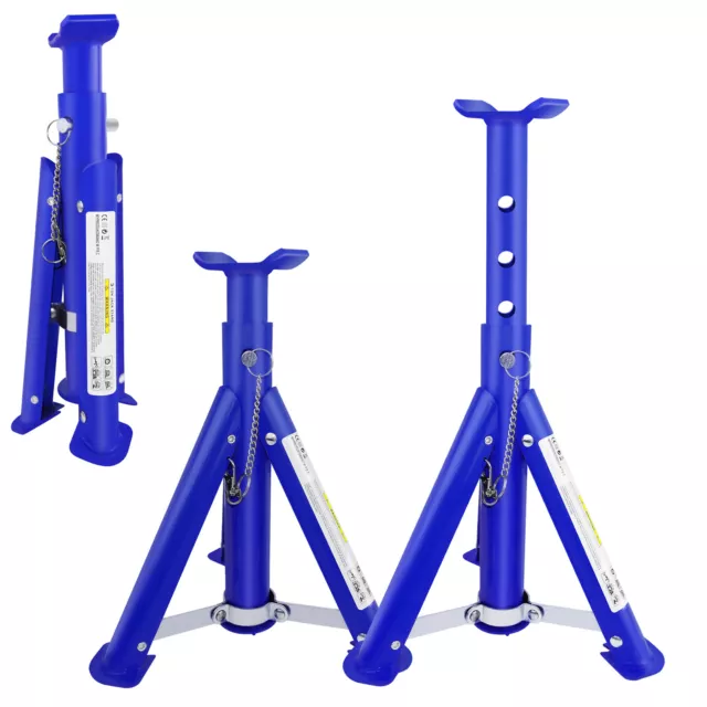 Pair Of 3 Tonne Ton Axle Stands Lifting Capacity Car Van Vehicle Floor Folding