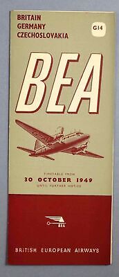 Bea British European Airways Germany Czechoslovakia Timetable October 1949 G14