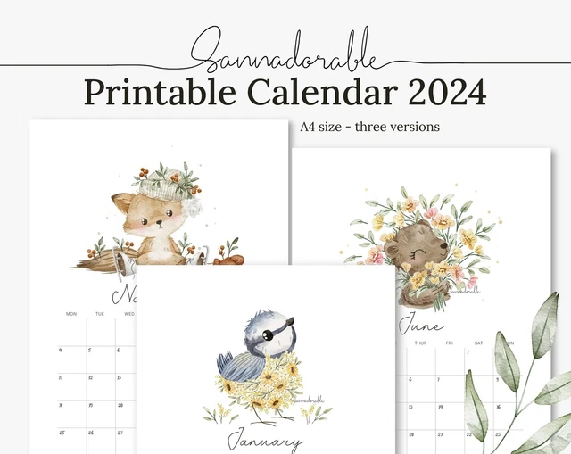 CALENDAR 2024, DESK Calendar, Desk Decor 2024, Cute Animal Calendar
