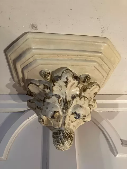 Antique Church Statue Bracket Architectural Salvage with Leaf Decoration