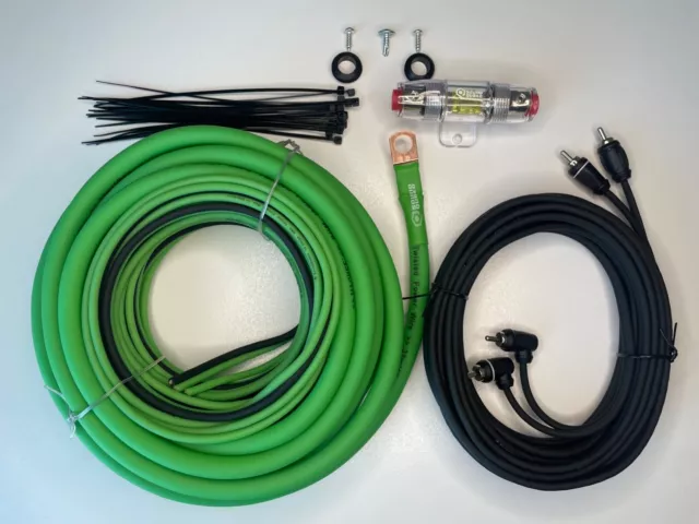 Soundqubed 4 Gauge Amplifier Wiring Kit CCA Wire Amp Kit Green/Black