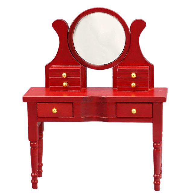 Muebles vintage armario rojo abedul para casa de muñecas casa de muñecas