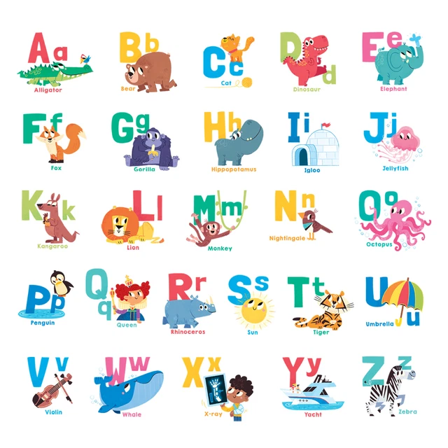 DECOWALL DWL2101 ABC Alphabet & Animals Nursery Kid Wall Sticker Decal