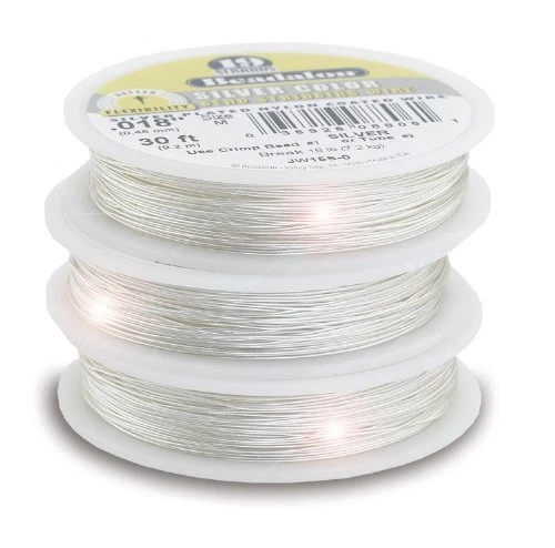 Beadalon 19-Strand 0.024" 0.61 mm 100 ft 30.5 m Silver Color Bead Stringing Wire