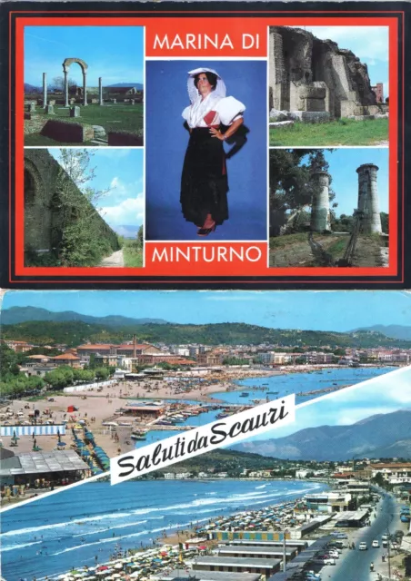 Cartoline  Saluti Da Scauri Viaggiata + Marina Di Minturno N.v,