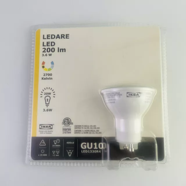 IKEA LEDARE LED GU 10 LED1521R6 120V 200 lm 3.6 W 2700 Kelvin 203.046.61 6.99 PicClick