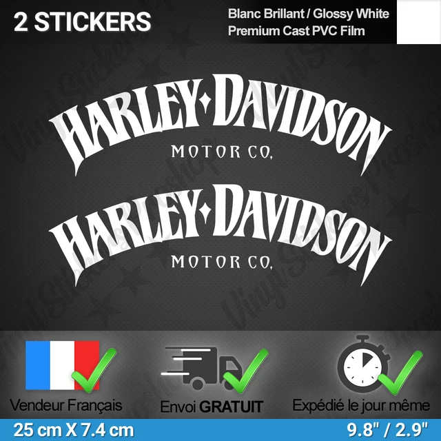 Lot De 2 Autocollants Réservoir Moto Harley Davidson - Design Personnalisé Blanc, Universel, Facile à Poser