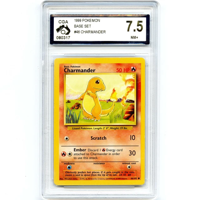 Pokemon Card - Charmander 46/102 Base Set Unlimited - Graded CGA 7.5 (PSA 7?)