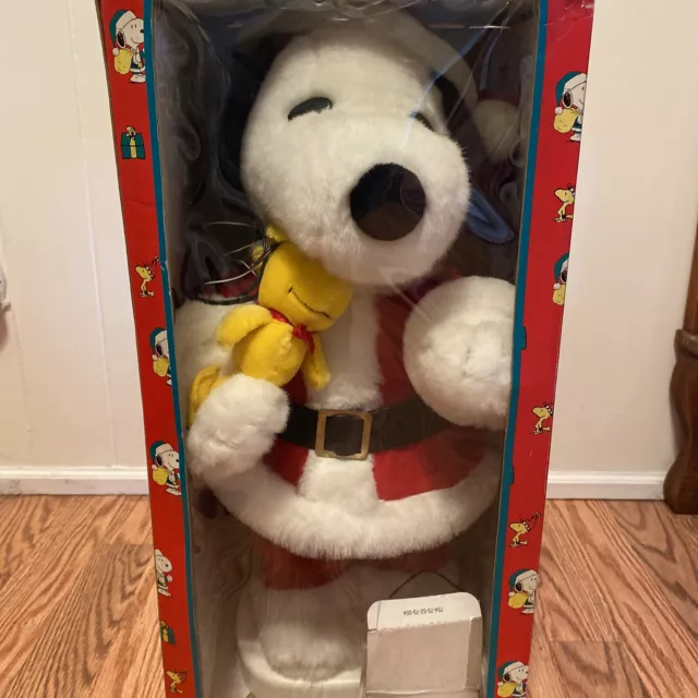 PEANUTS SNOOPY WOODSTOCK Christmas Holiday Porch Greeter Figure Plush