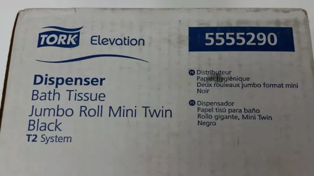 Tork Elevation Twin Mini Jumbo Bath Tissue Roll Dispenser, Black T2  5555290 NIB 2