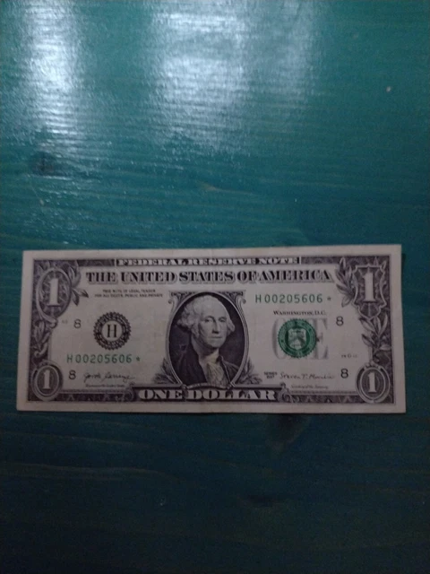 2017 $1 One Dollar Federal Reserve STAR NOTE with Low Serial # H00205606*