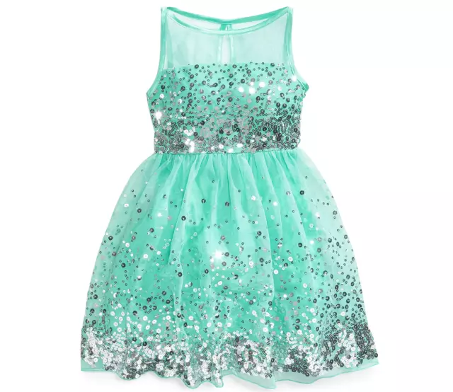 Nwot- Emerald Sundae Crystal Doll Sequin Illusion Dress Size - 12