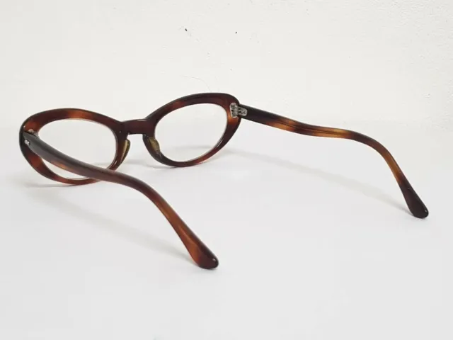 Vtg 60s Womens Cat Eye frames S/C USA  eyeglasses Amber Brown Rare Nice glasses