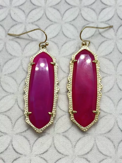 Kendra Scott "Mystic Bazaar" Francie Earrings Pink Agate gold Tone