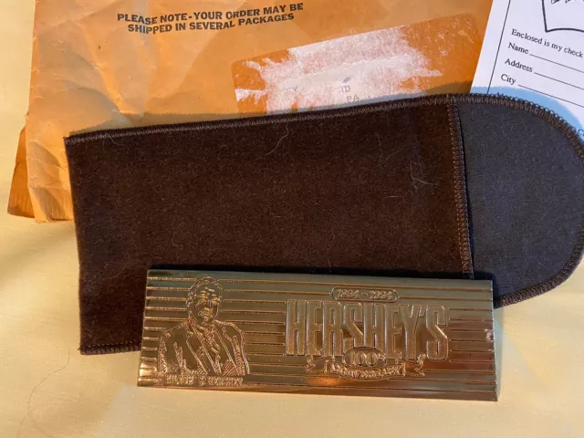 Hershey Candy Bar Gold Brass 100th Anniversary Paperweight 1894-1994